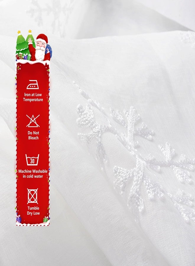 FRAMICS Christmas Sheer Curtains 84 Inch Length Embroidered Snowflake Window Curtains for Living Room Sheer Christmas Curtains Rod Pocket White Window Curtains for Winter, 52" W x 84" L, 2 Panels - Image 4